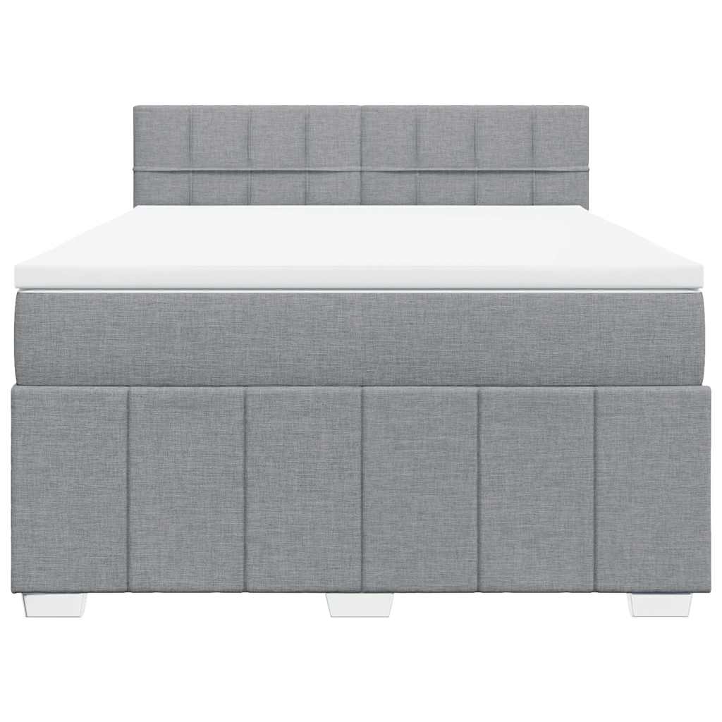 Krevet box spring s madracem svjetlosivi 140x200 cm od tkanine