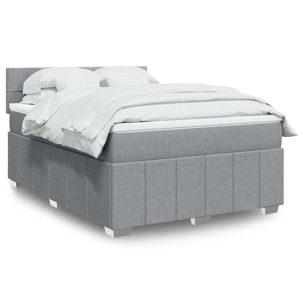 Krevet box spring s madracem svjetlosivi 140x200 cm od tkanine