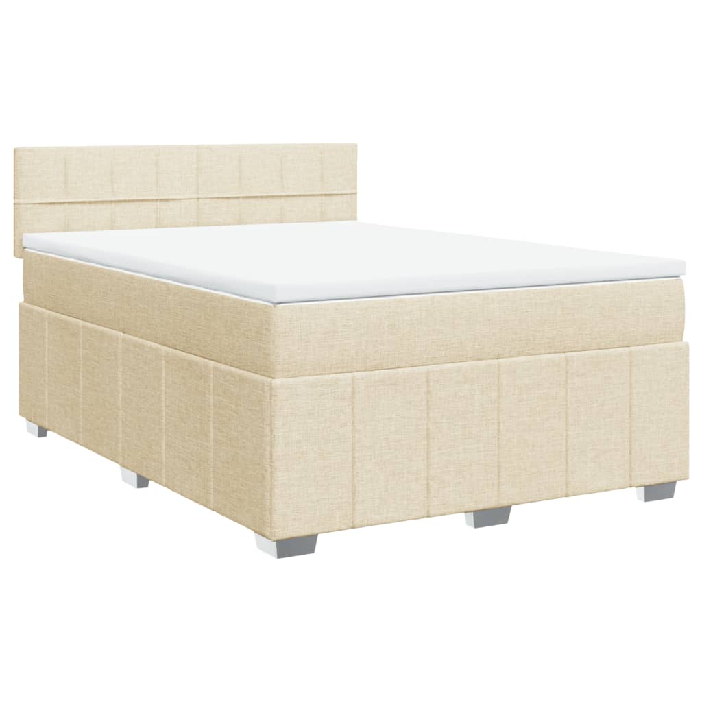 Krevet s oprugama i madracem krem 140x200 cm od tkanine