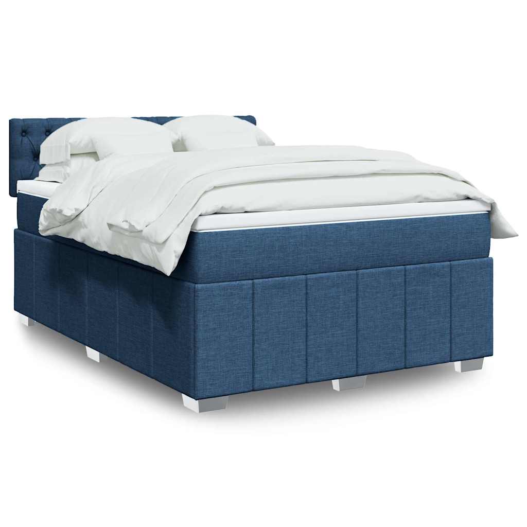 Krevet s oprugama i madracem plavi 140x200 cm od tkanine