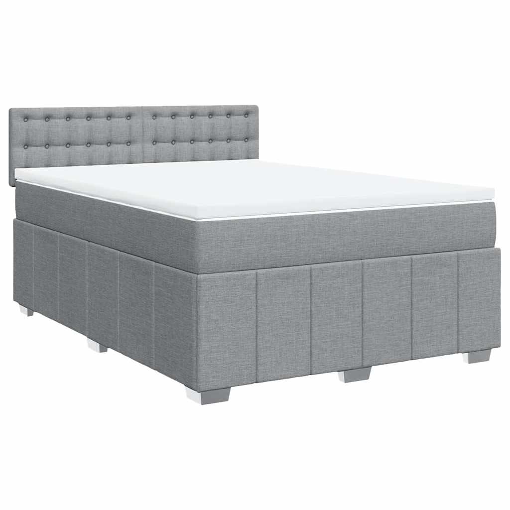 Krevet box spring s madracem svjetlosivi 140x200 cm od tkanine