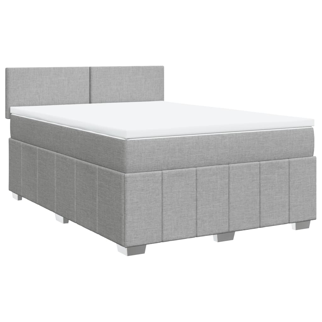 Krevet box spring s madracem svjetlosiva 160x200 cm tkanina