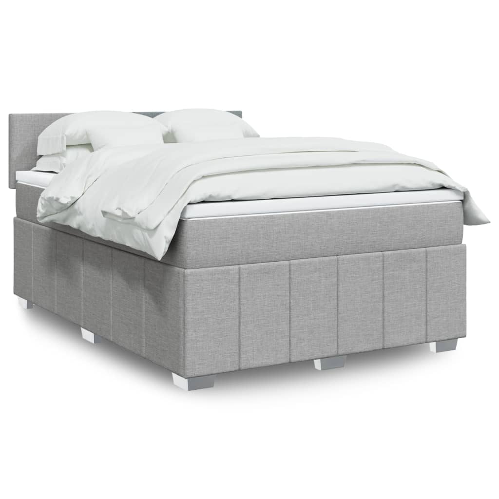 Krevet box spring s madracem svjetlosiva 160x200 cm tkanina