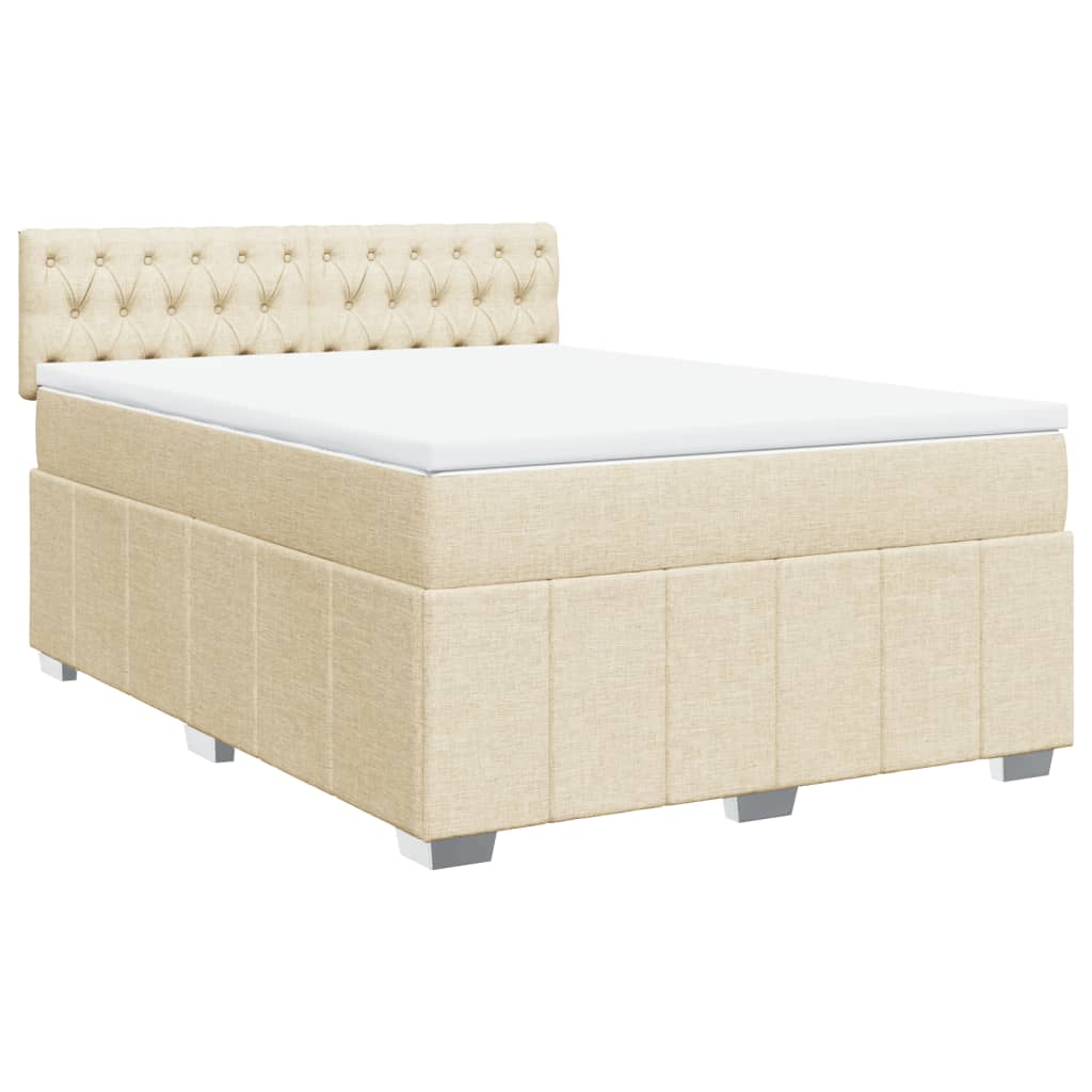 Krevet s oprugama i madracem krem 160x200 cm od tkanine