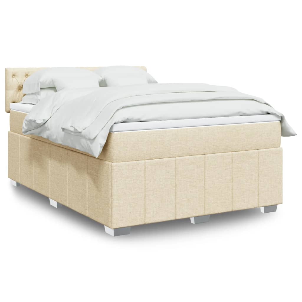 Krevet s oprugama i madracem krem 160x200 cm od tkanine