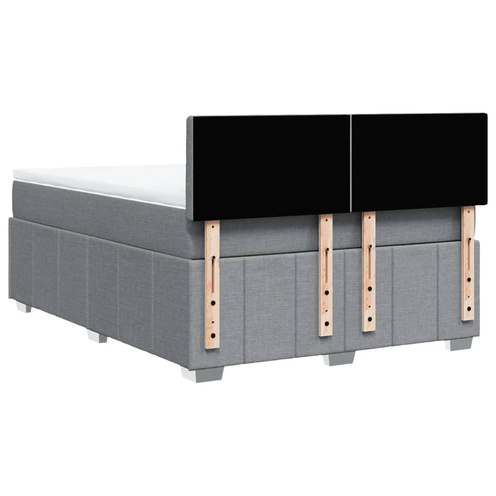 Krevet box spring s madracem svjetlosiva 160x200 cm tkanina