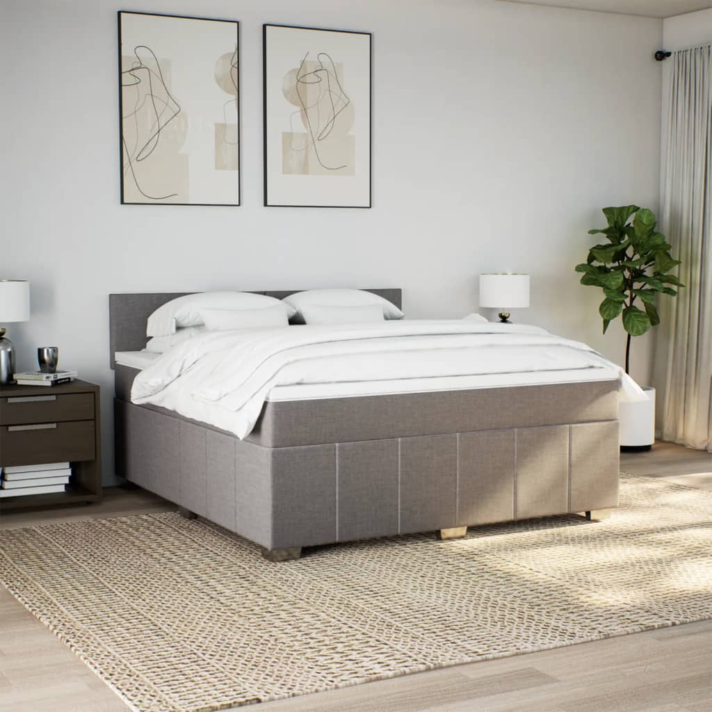 Krevet s oprugama i madracem smeđesivi 180x200 cm tkanina