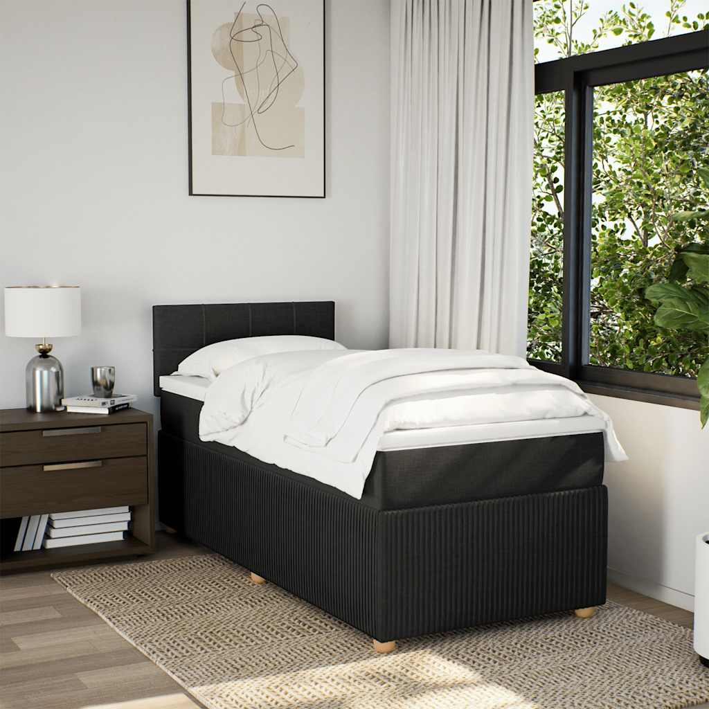 Box spring krevet s madracem crni 80 x 200 cm od tkanine