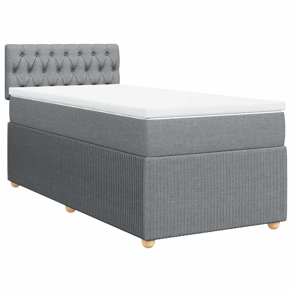 Box spring krevet s madracem svjetlosivi 90x190 cm od tkanine