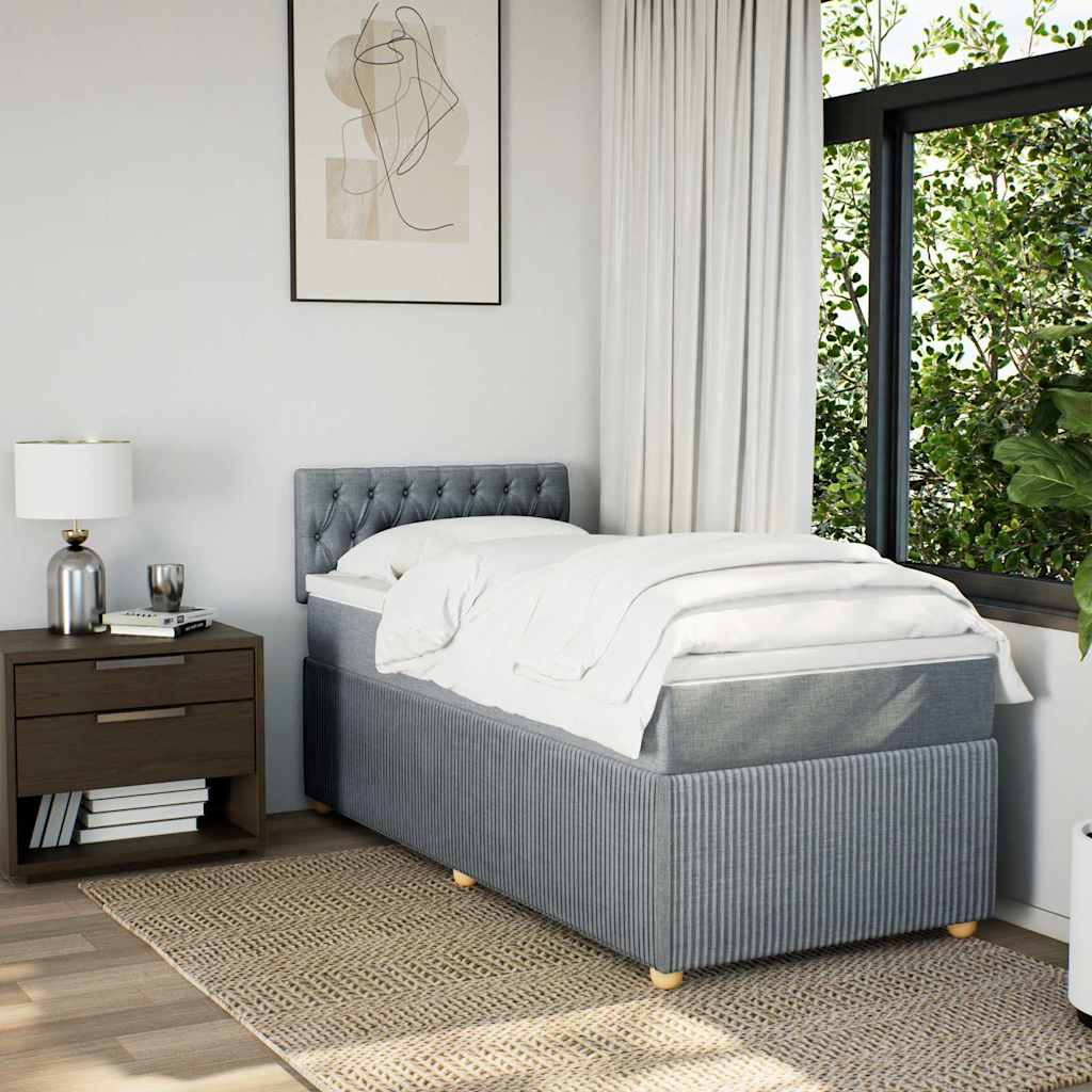 Box spring krevet s madracem svjetlosivi 90x190 cm od tkanine