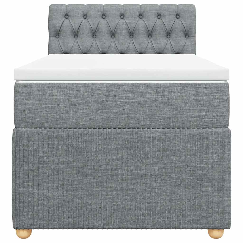Box spring krevet s madracem svjetlosivi 90x190 cm od tkanine