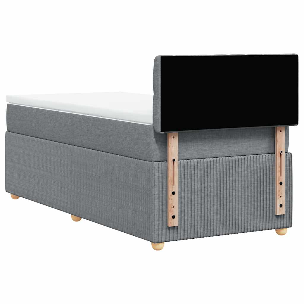 Box spring krevet s madracem svjetlosivi 90x190 cm od tkanine