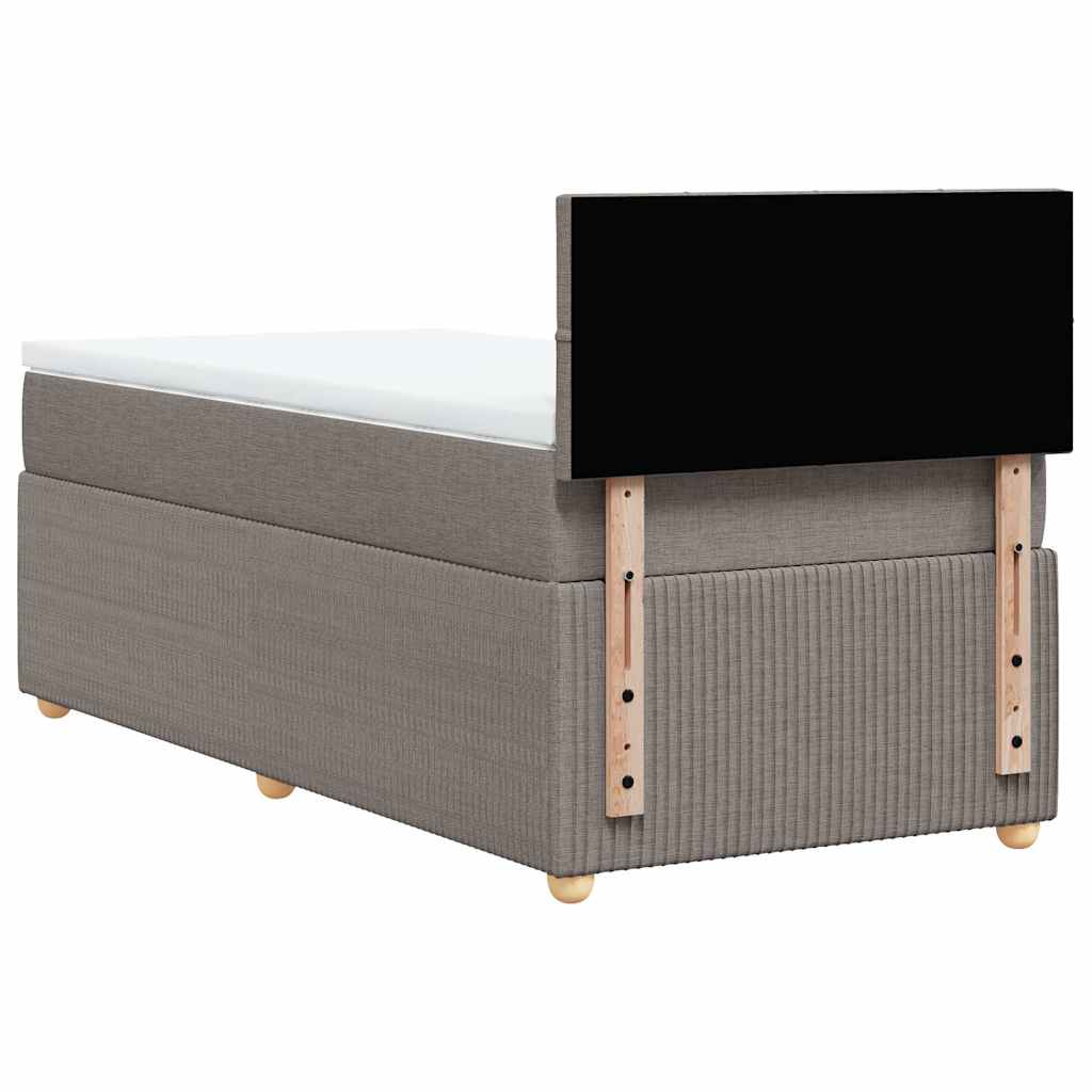 Krevet s oprugama i madracem smeđesivi 90x200 cm od tkanine