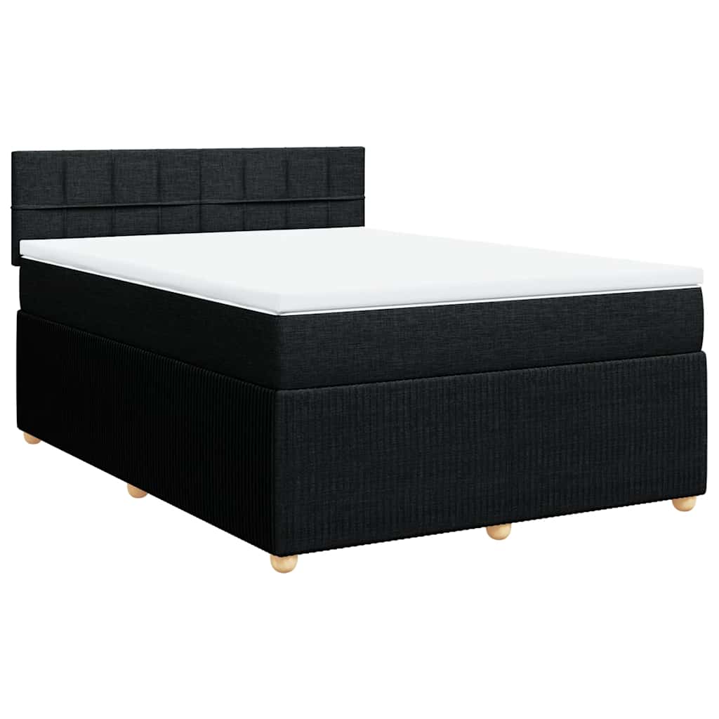 Krevet s oprugama i madracem crni 140 x 190 cm od tkanine