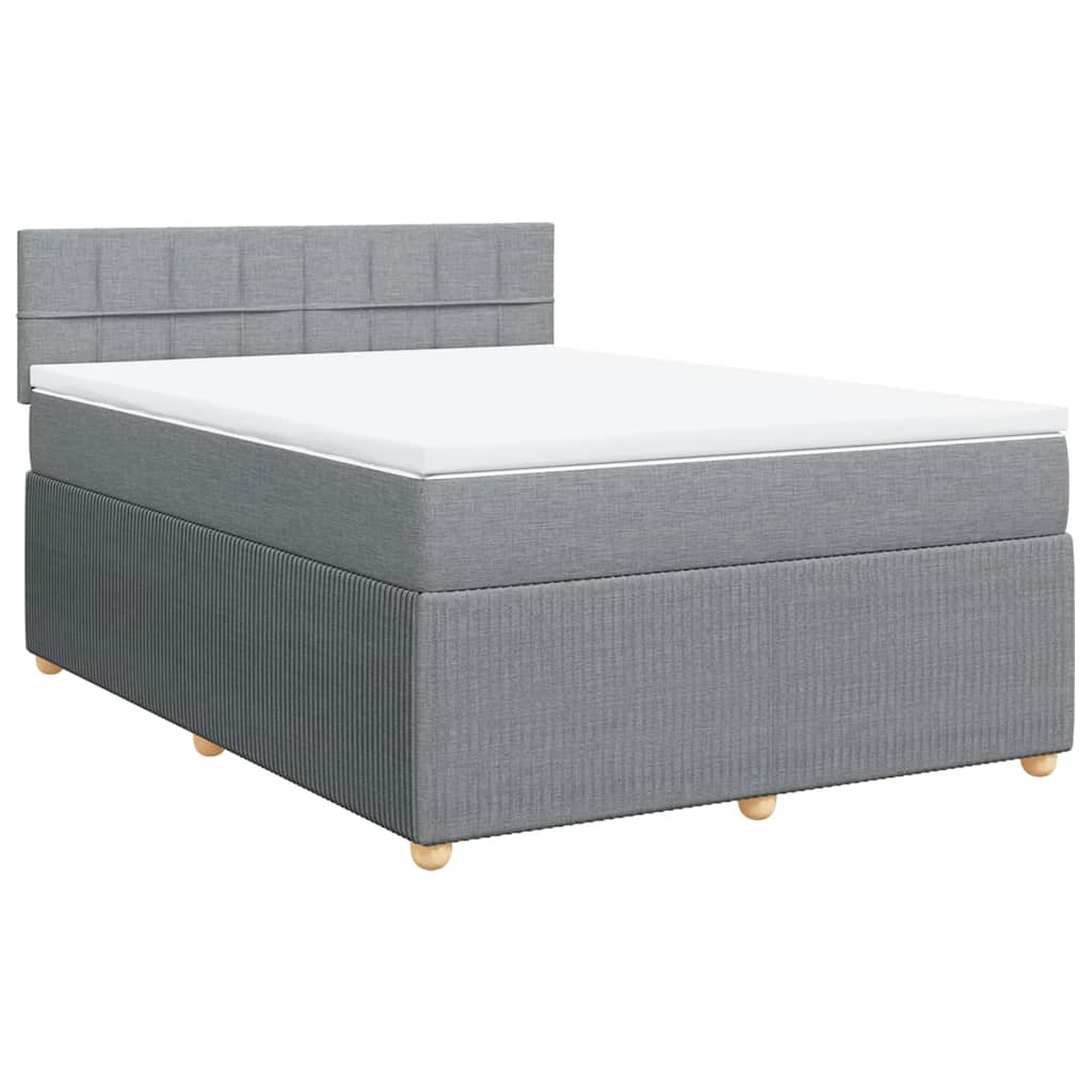Krevet box spring s madracem svjetlosivi 140x200 cm od tkanine