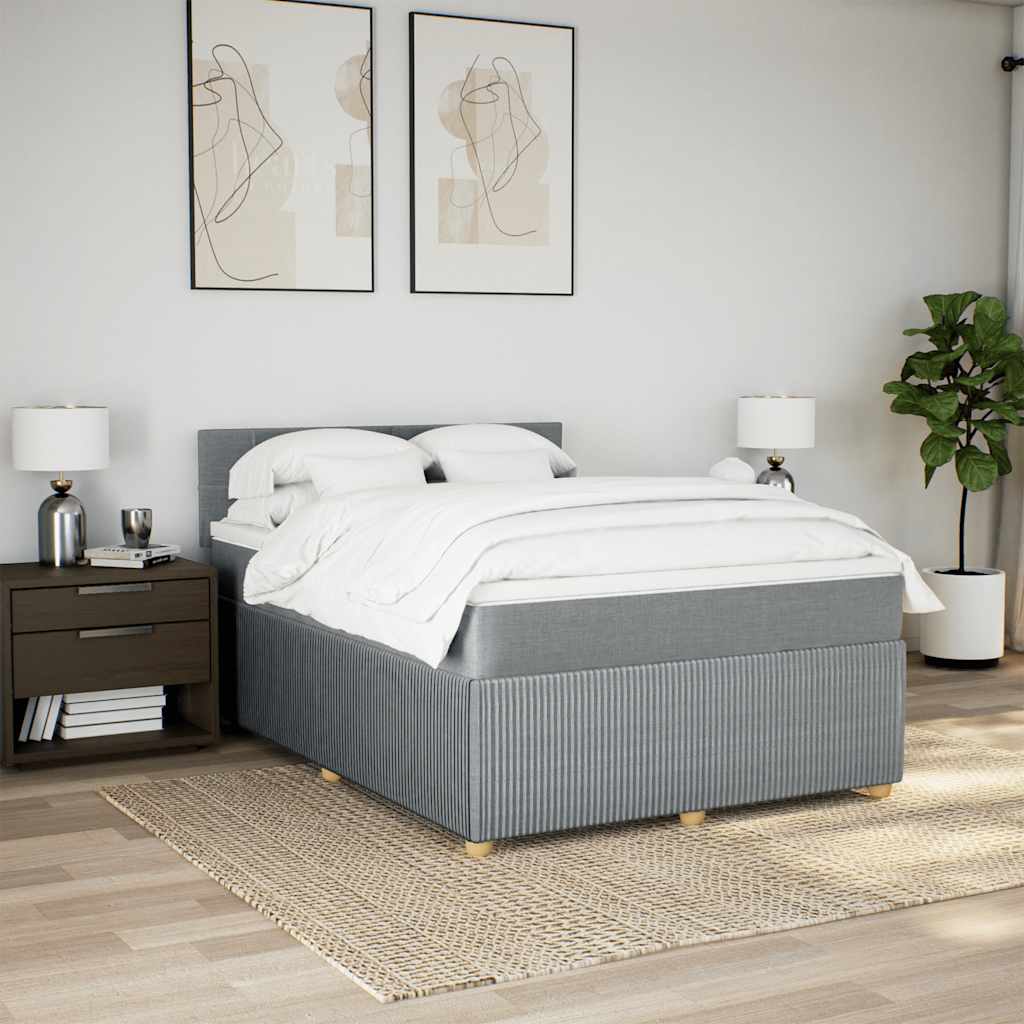 Krevet box spring s madracem svjetlosivi 140x200 cm od tkanine