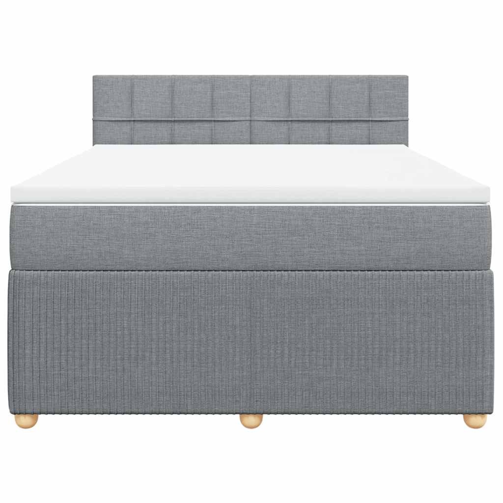 Krevet box spring s madracem svjetlosivi 140x200 cm od tkanine