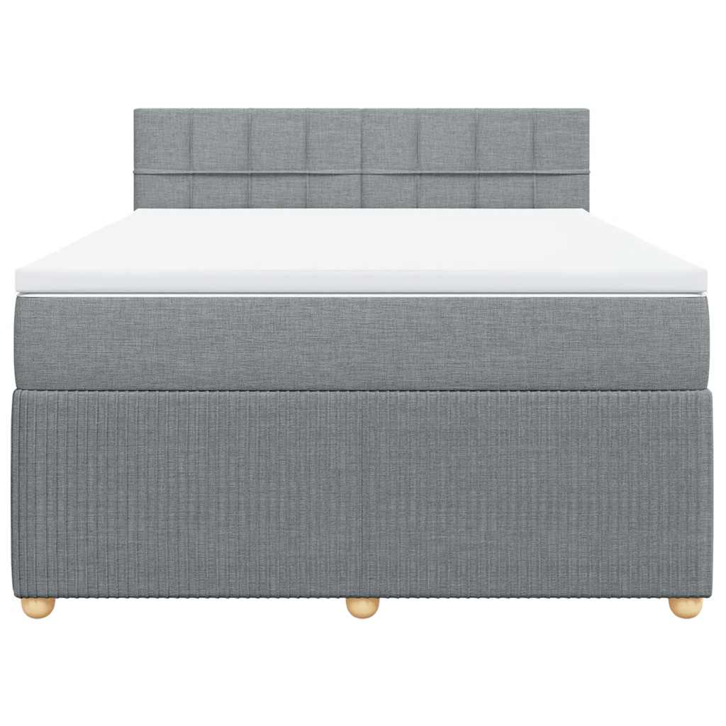 Krevet box spring s madracem svjetlosivi 140x200 cm od tkanine