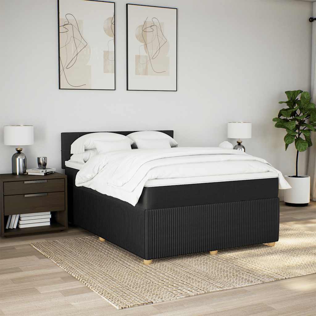 Krevet s oprugama i madracem crni 140x200 cm od tkanine