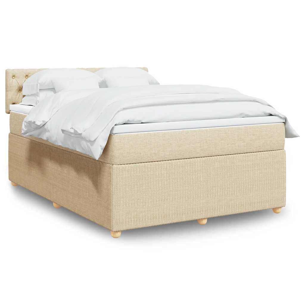 Krevet s oprugama i madracem krem 140x200 cm od tkanine