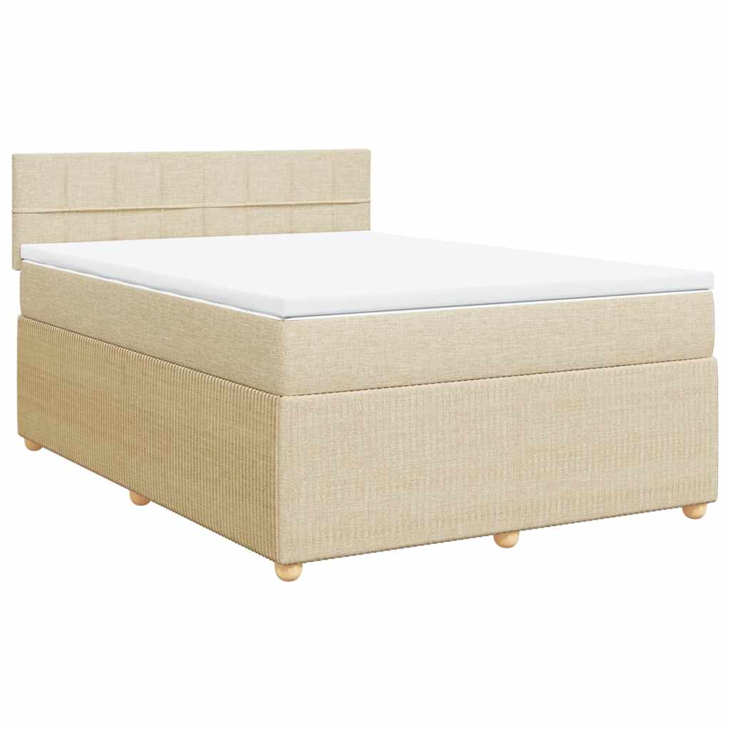 Krevet s oprugama i madracem krem 160x200 cm od tkanine