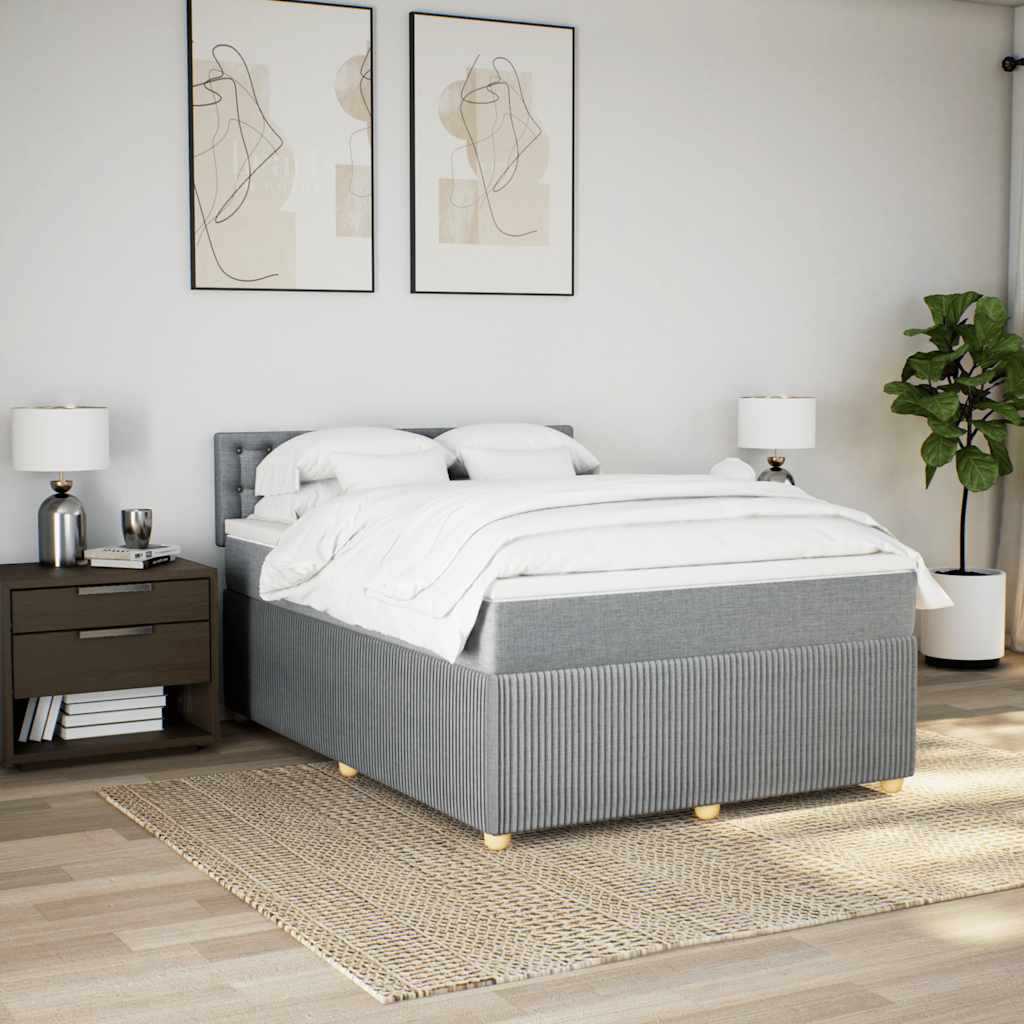 Krevet box spring s madracem svjetlosiva 160x200 cm tkanina