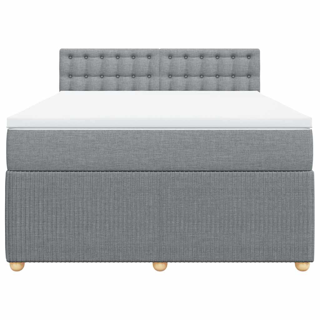 Krevet box spring s madracem svjetlosiva 160x200 cm tkanina