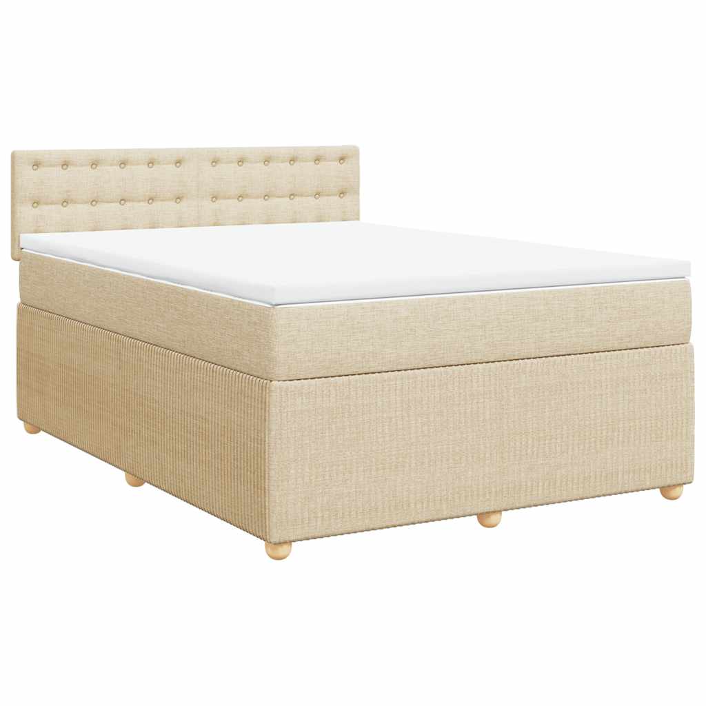 Krevet s oprugama i madracem krem 160x200 cm od tkanine