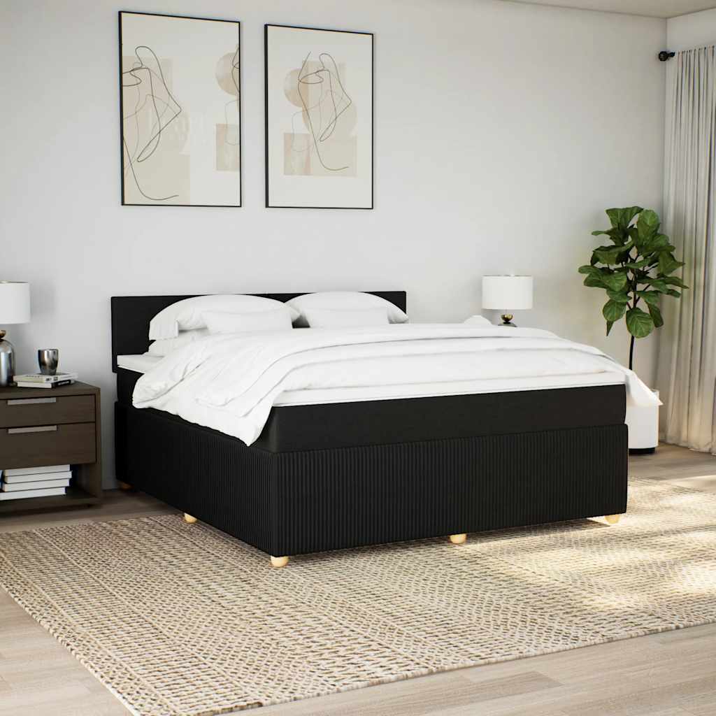 Krevet s oprugama i madracem crni 180x200 cm od tkanine