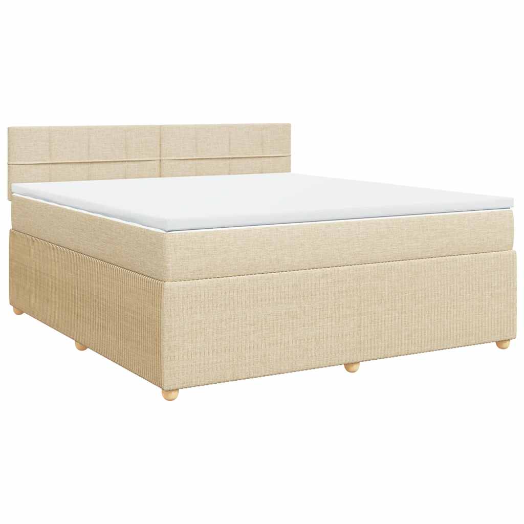 Krevet s oprugama i madracem krem 180x200 cm od tkanine