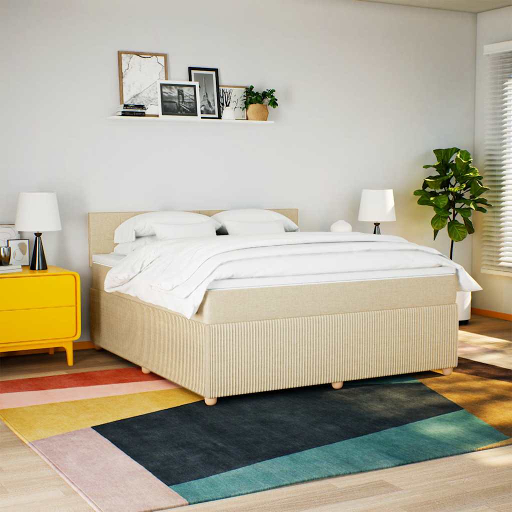 Krevet s oprugama i madracem krem 180x200 cm od tkanine
