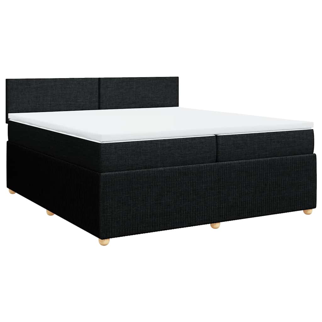 Krevet s oprugama i madracem crni 200x200 cm od tkanine