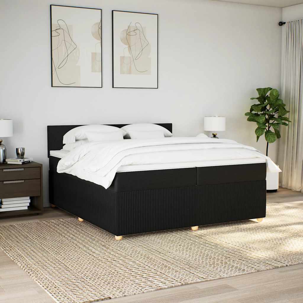 Krevet s oprugama i madracem crni 200x200 cm od tkanine
