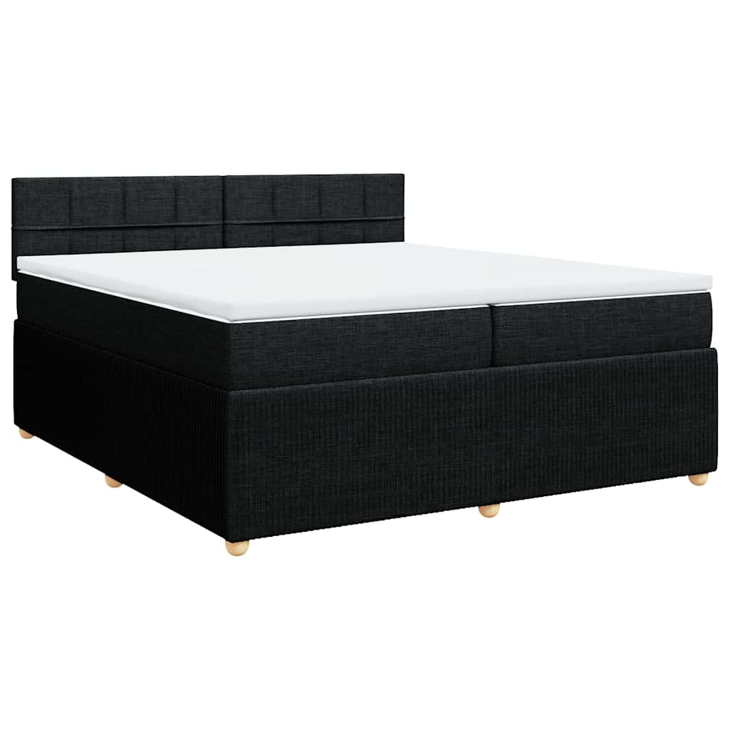 Krevet s oprugama i madracem crni 200x200 cm od tkanine