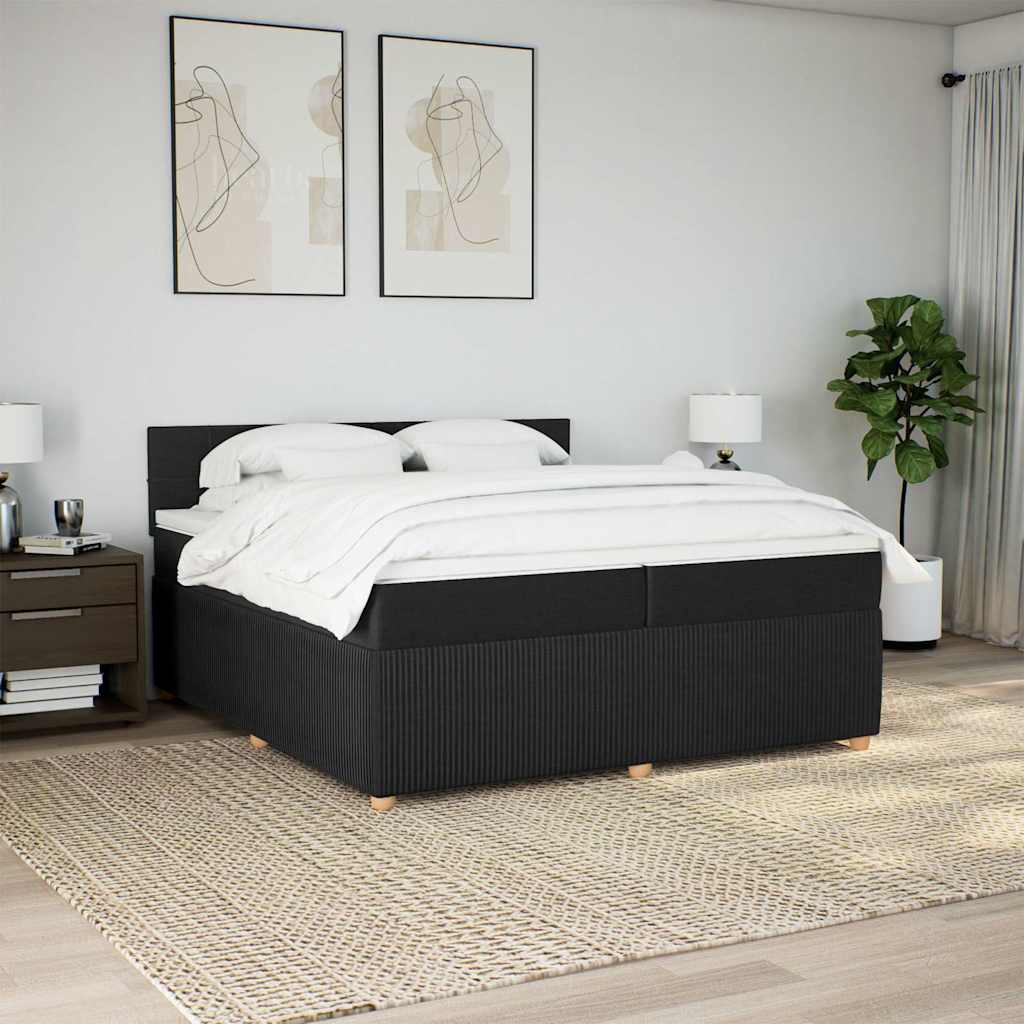 Krevet s oprugama i madracem crni 200x200 cm od tkanine