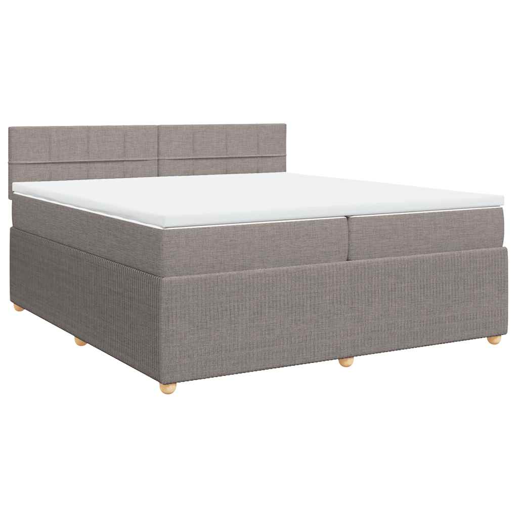 Krevet s oprugama i madracem smeđesivi 200x200 cm od tkanine