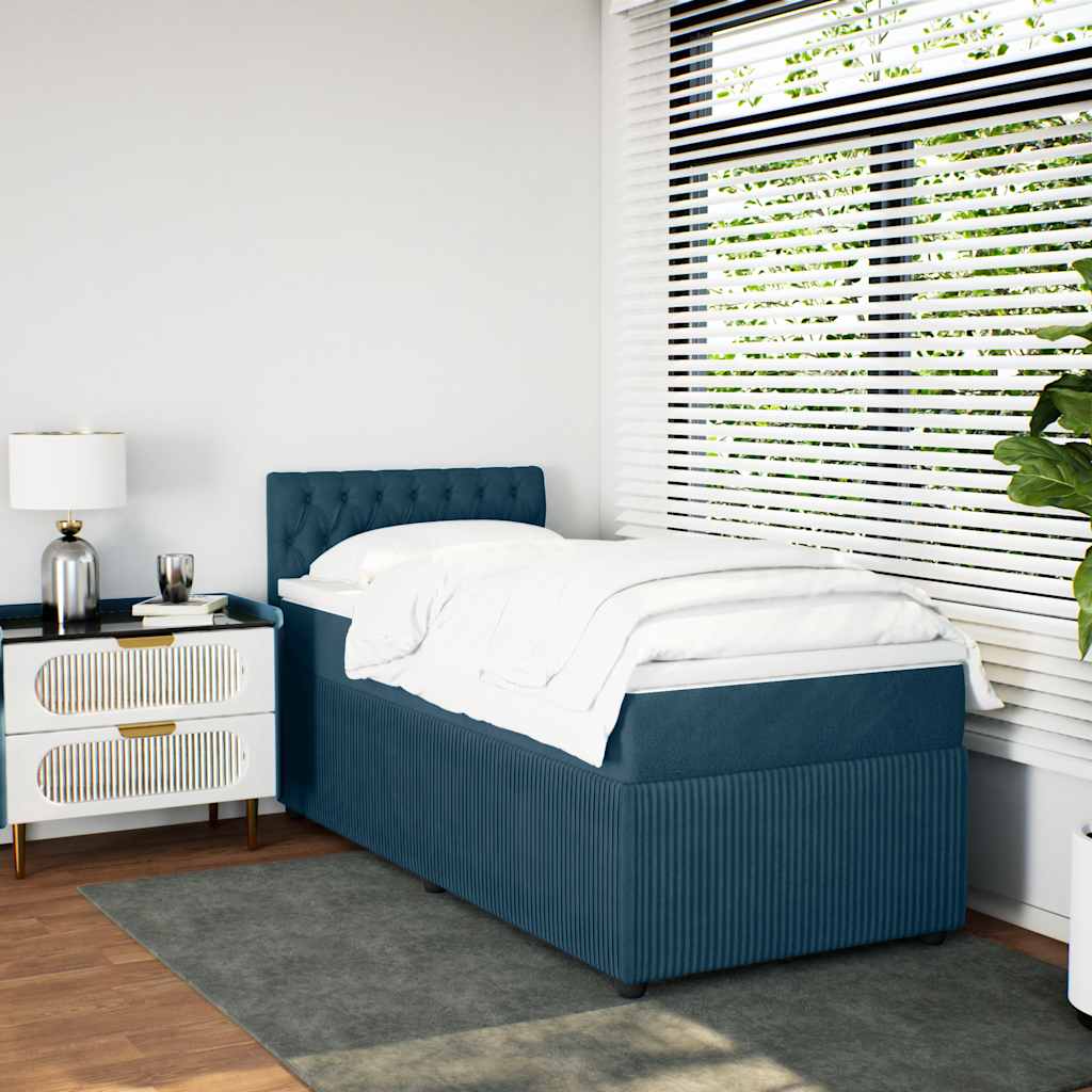 Box spring krevet s madracem plavi 80 x 200 cm baršunasti
