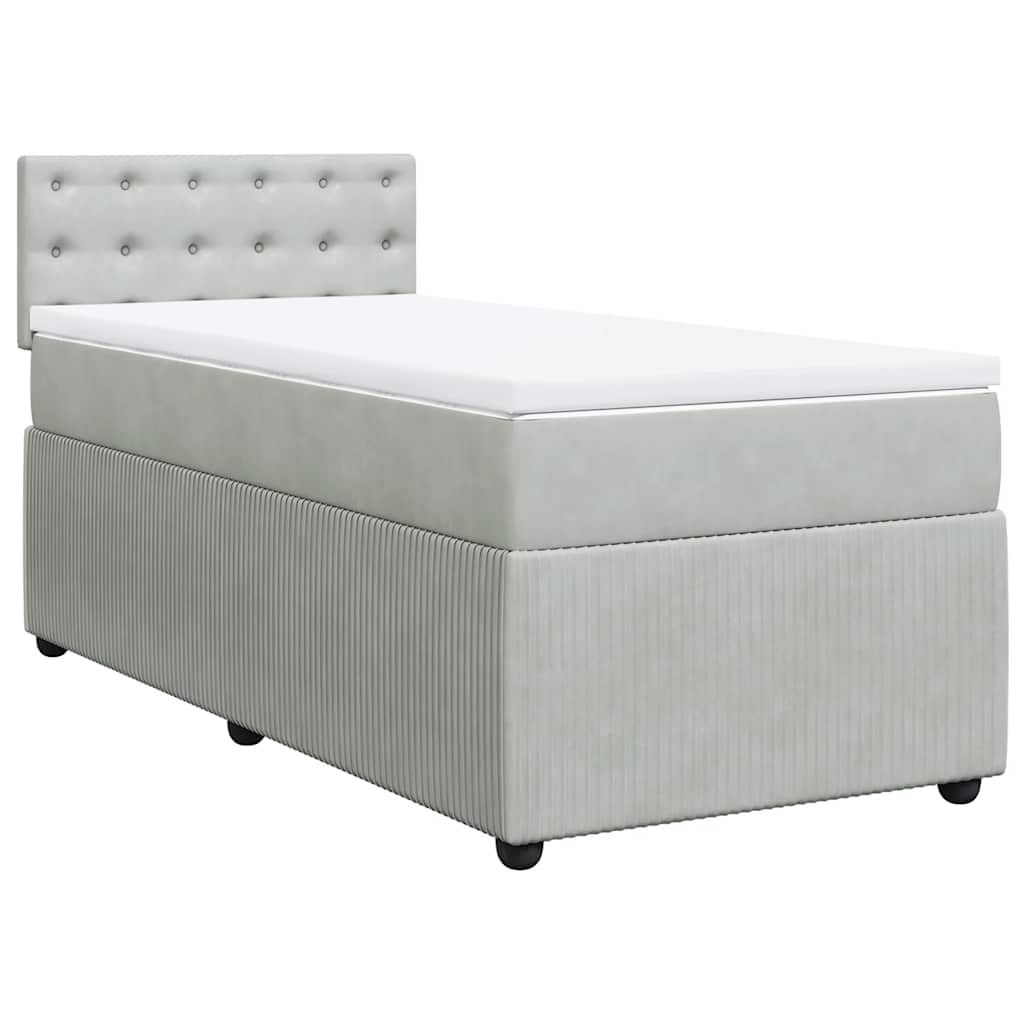Box spring krevet s madracem svjetlosivi 80 x 200 cm baršunasti