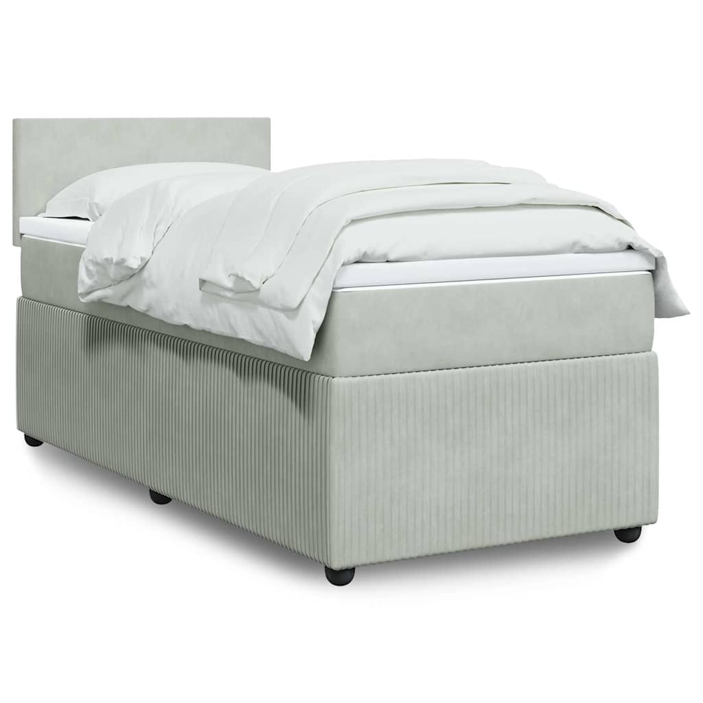 Box spring krevet s madracem svjetlosivi 90x190 cm baršunasti
