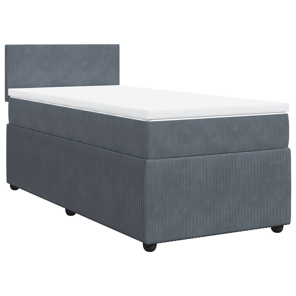 Box spring krevet s madracem tamnosivi 90x190 cm baršunasti