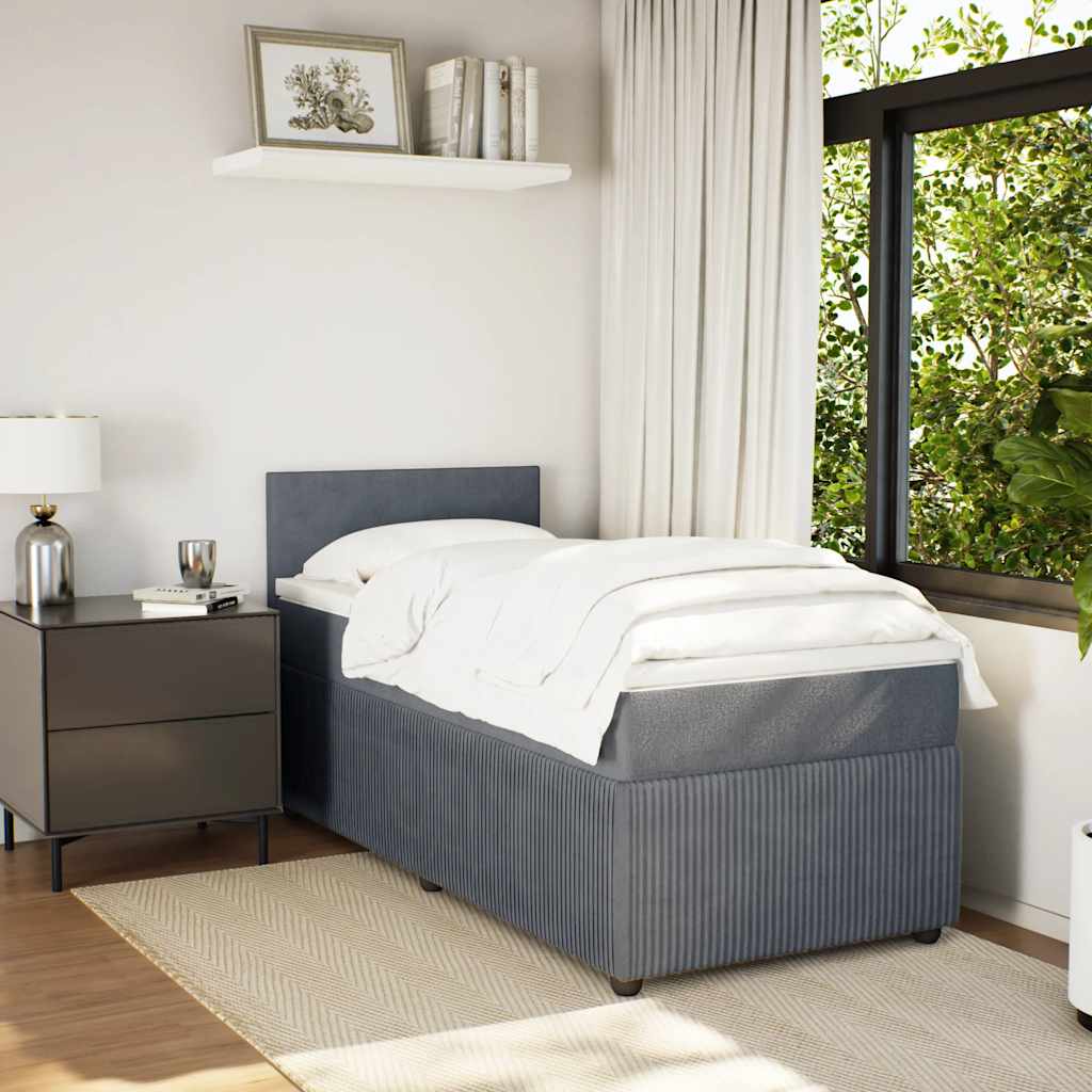 Box spring krevet s madracem tamnosivi 90x190 cm baršunasti