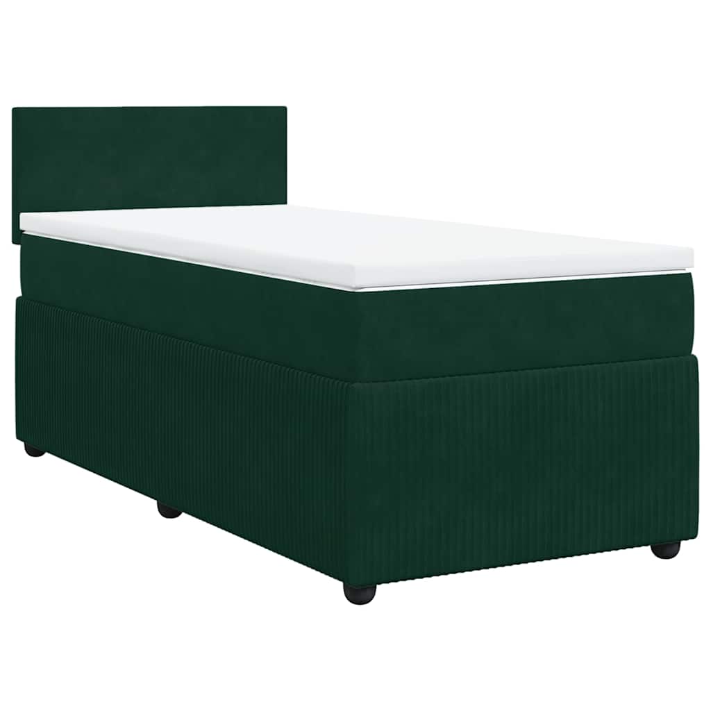 Box spring krevet s madracem tamnozeleni 90x190 cm baršunasti