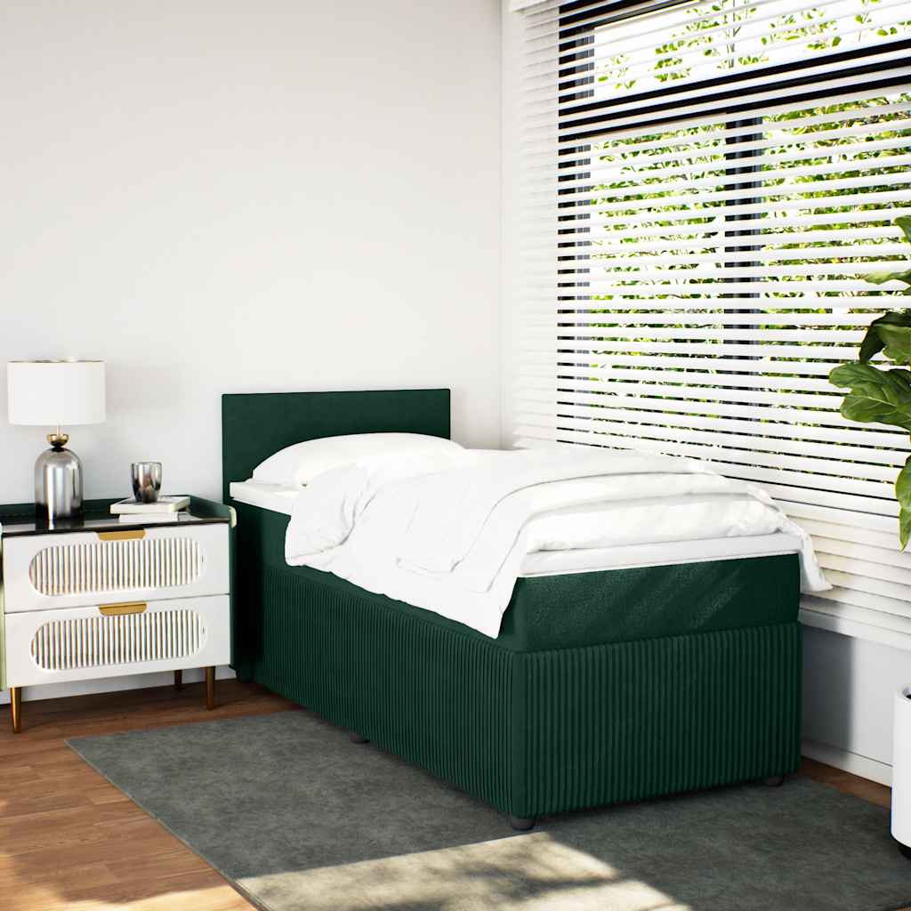 Box spring krevet s madracem tamnozeleni 90x190 cm baršunasti