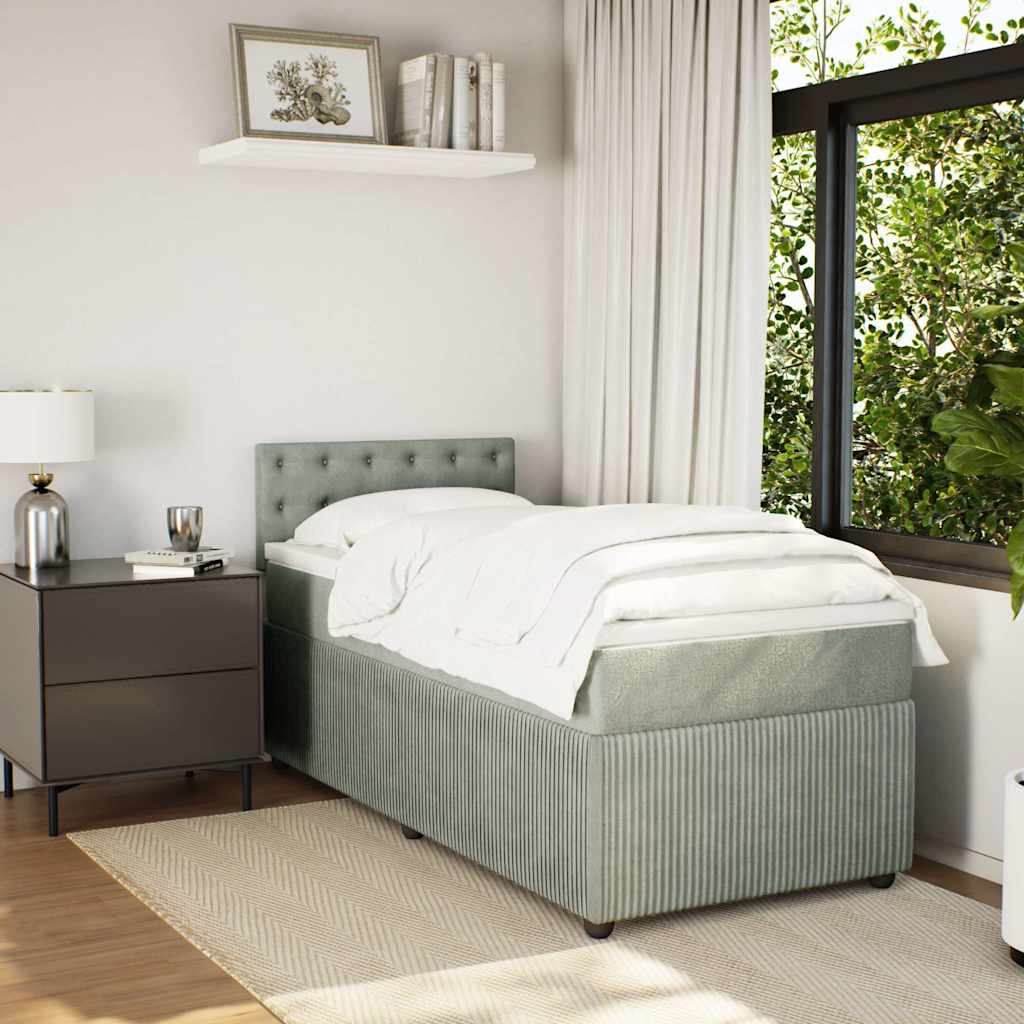 Box spring krevet s madracem svjetlosivi 90x190 cm baršunasti