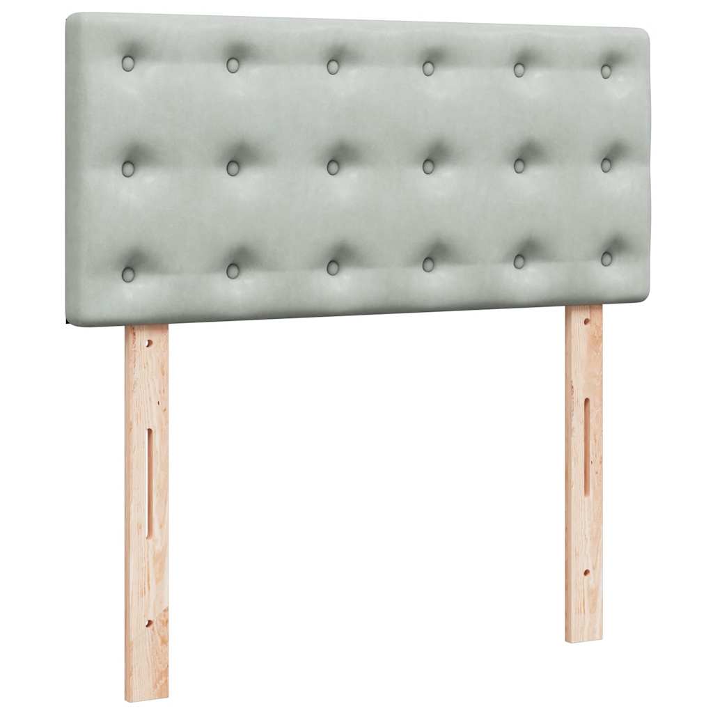 Box spring krevet s madracem svjetlosivi 90x190 cm baršunasti
