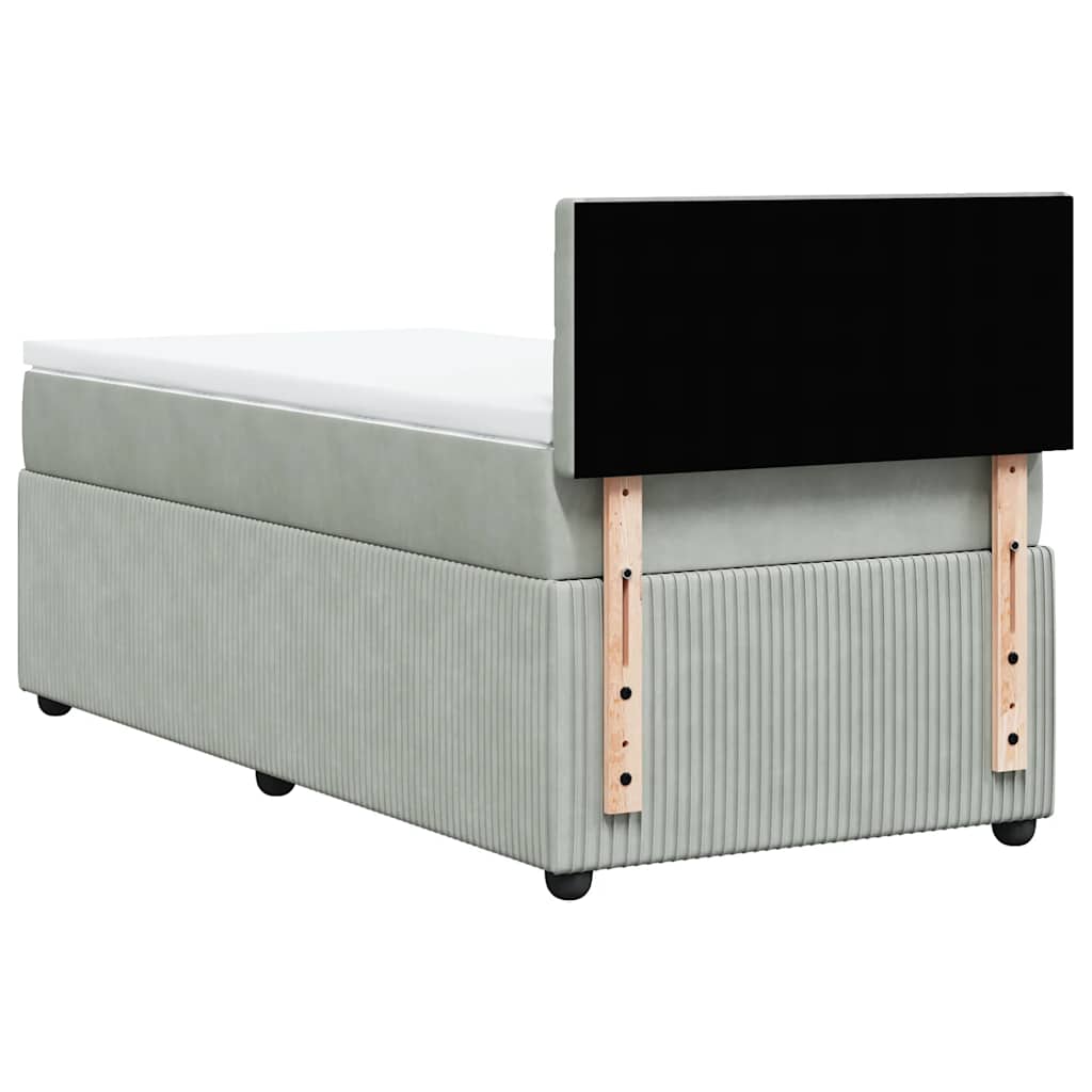 Box spring krevet s madracem svjetlosivi 90x190 cm baršunasti