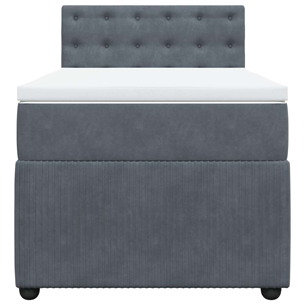 Box spring krevet s madracem tamnosivi 90x190 cm baršunasti