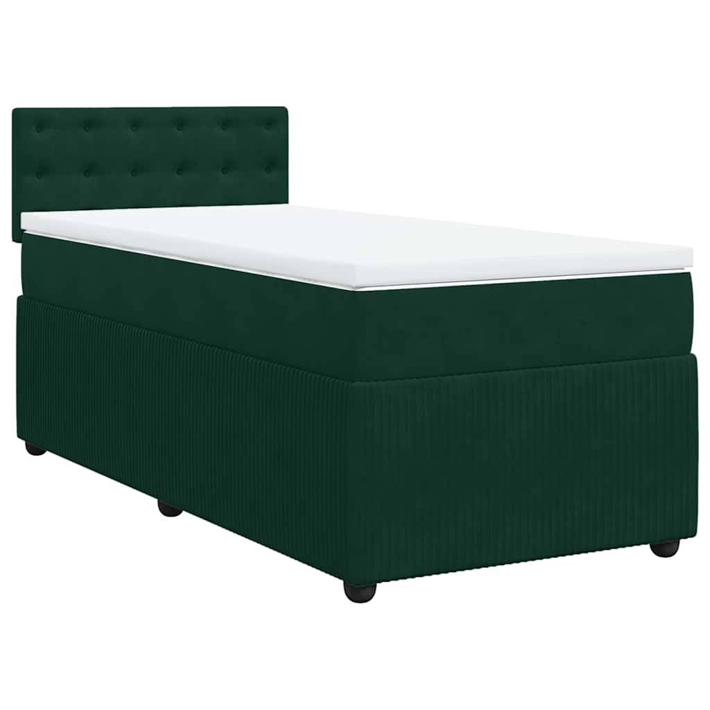 Box spring krevet s madracem tamnozeleni 90x190 cm baršunasti