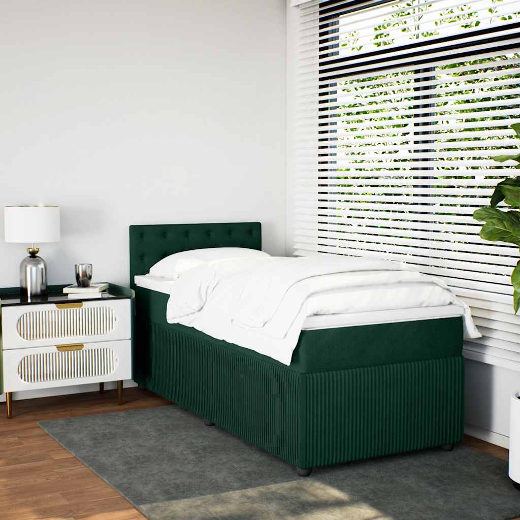 Box spring krevet s madracem tamnozeleni 90x190 cm baršunasti