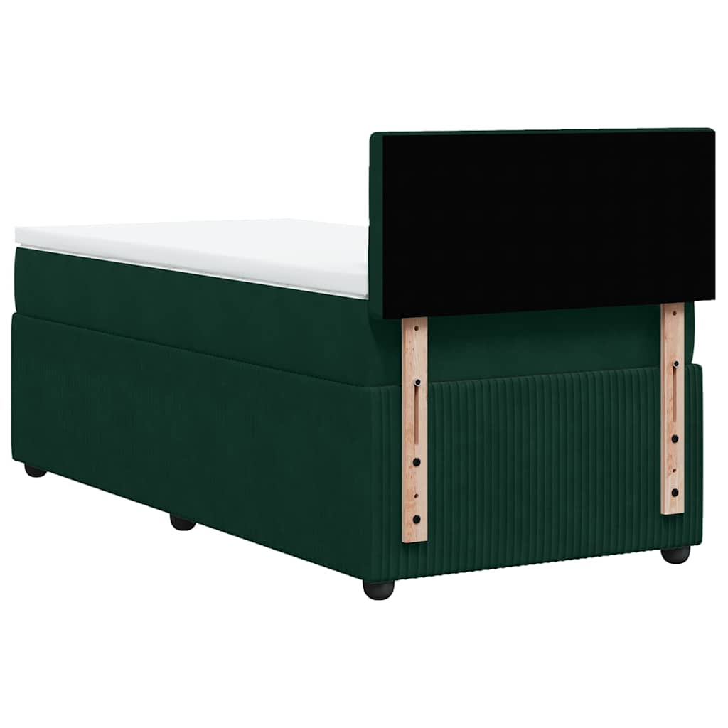 Box spring krevet s madracem tamnozeleni 90x190 cm baršunasti